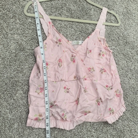 Y2K Bella Notte Pink Floral Faux Wrap Tank Top - Picture 6 of 8